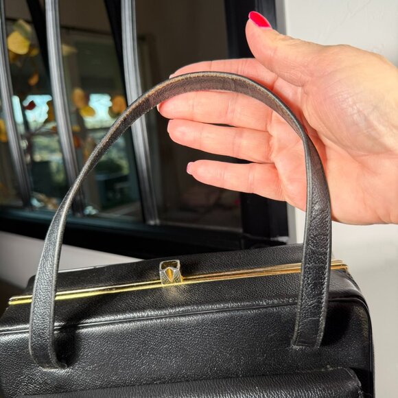 Vintage Black Structured Handbag – 1950s/1960s Style - Picture 10 of 15